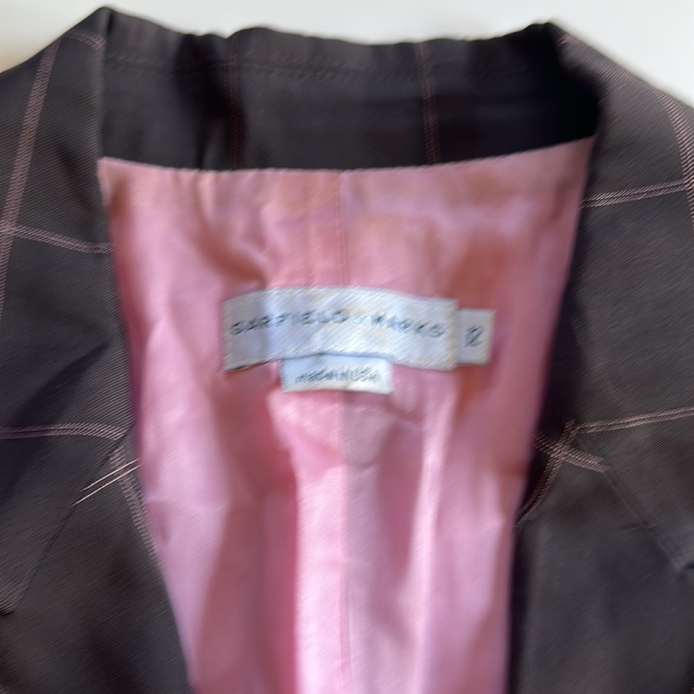 LIKE NEW - brown and pink window pane blazer - Picture 3 of 6